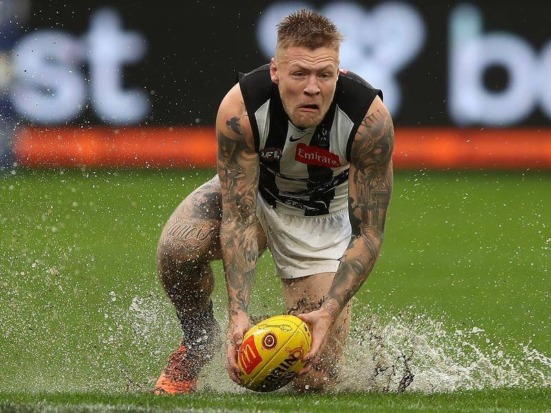 Jordan De Goey played in Collingwood's win over Melbourne in the first qualifying final